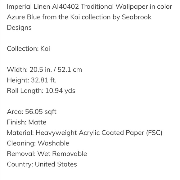 Imperial Linen Seabrook Wallpaper Blues, 2 rolls, NWT - Picture 3 of 4